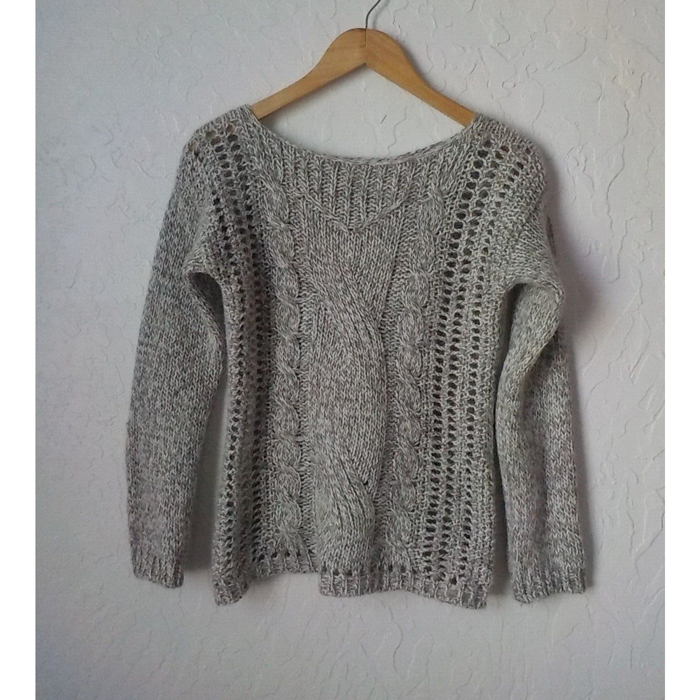 Berretti Italy Beige Marled Sweater Women Small Cable Knit Wool Alpaca Acrylic